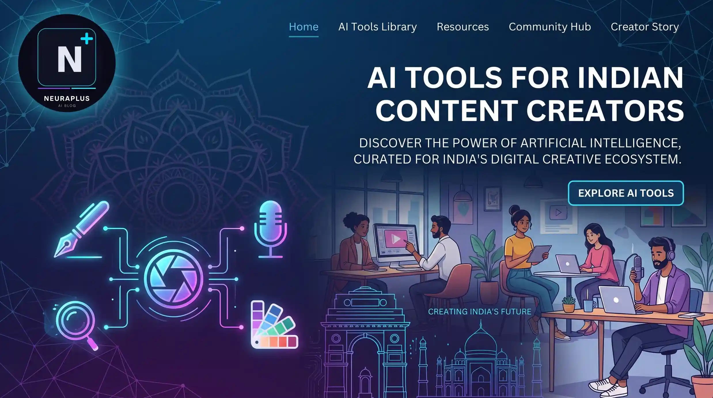 Indian content creator using AI tools for video editing, writing and content creation in 2026