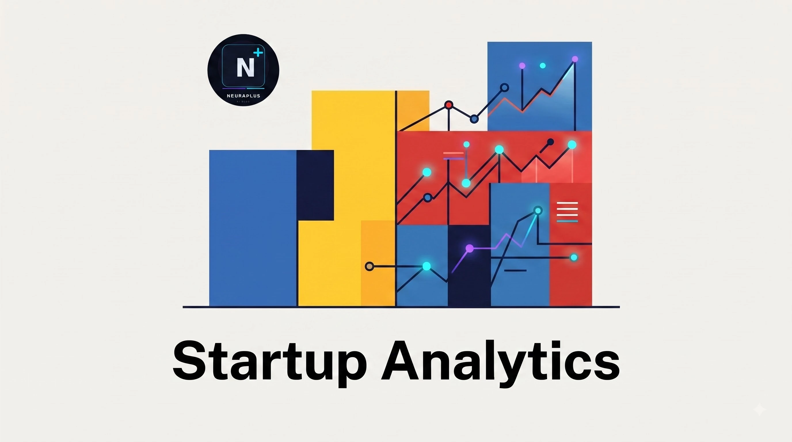 UK startup founders reviewing AI dashboard showing content output, investor pipeline, and runway metrics for a seed-stage company