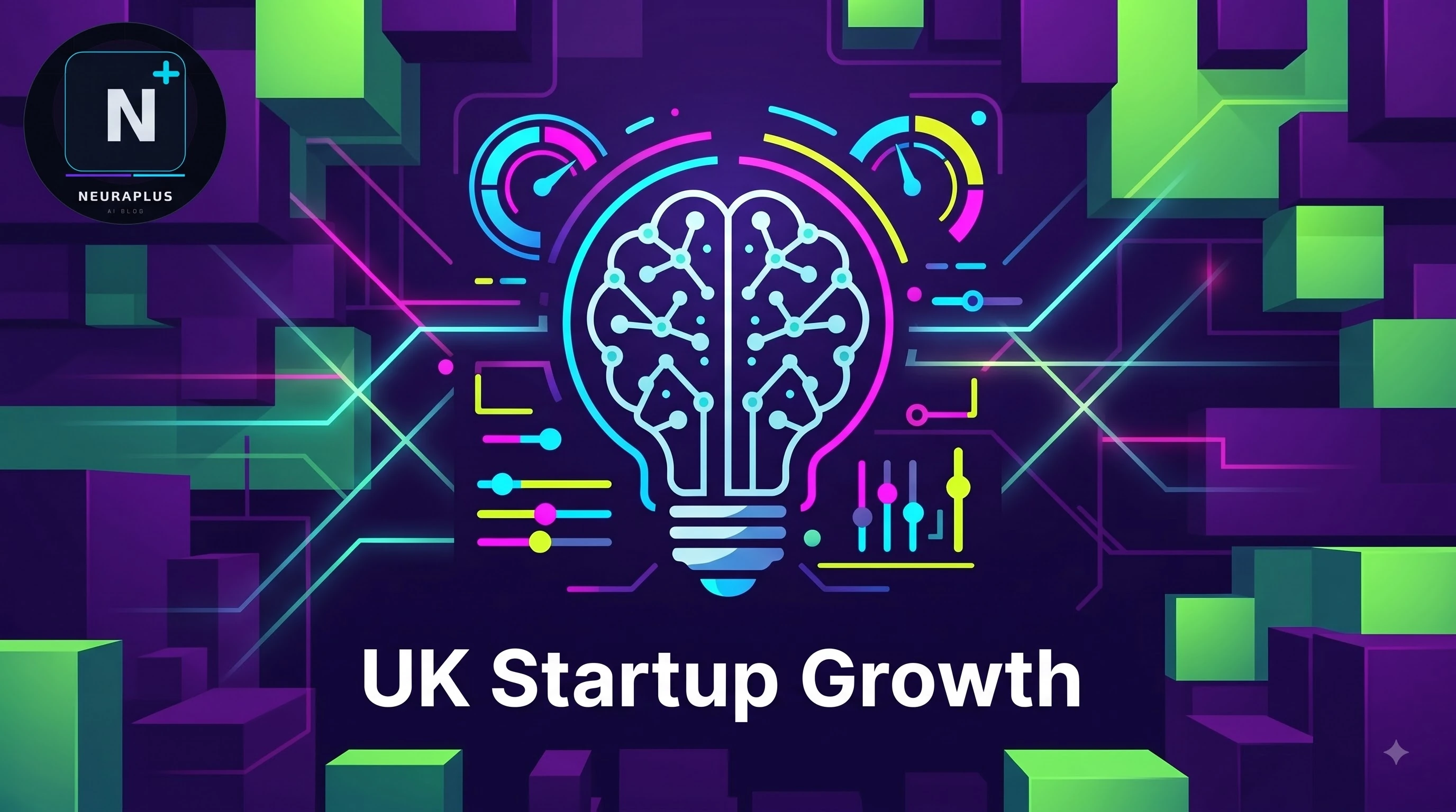 AI Tools for UK Startups 2026 - Founder stack dashboard showing productivity, content, CRM, and finance automation for a UK pre-seed startup