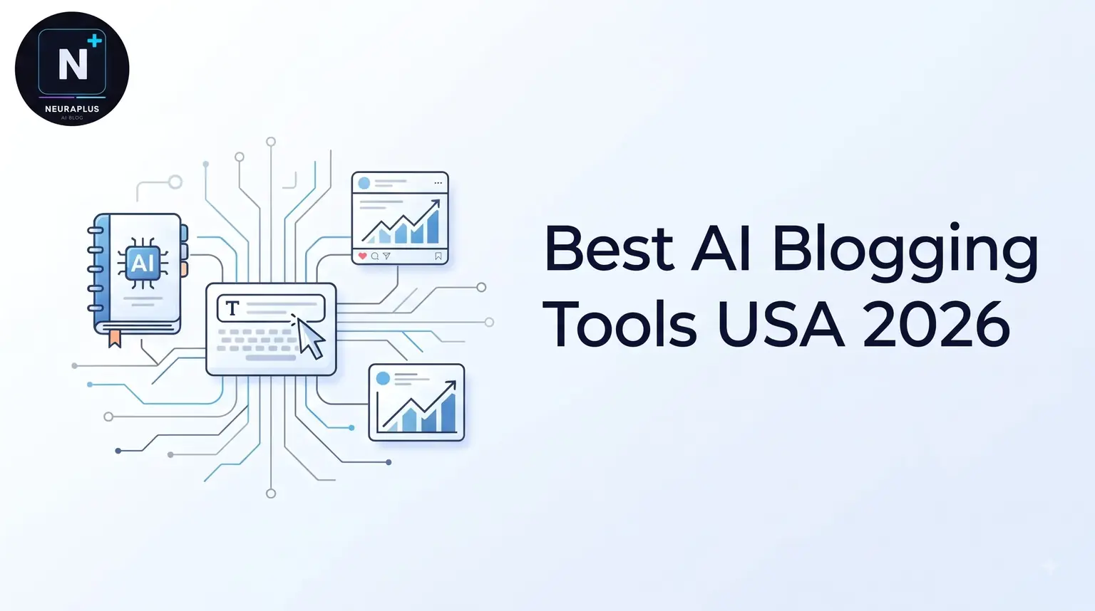 US blogger AI tool stack architecture - showing how writing, SEO, image, and publishing tools connect