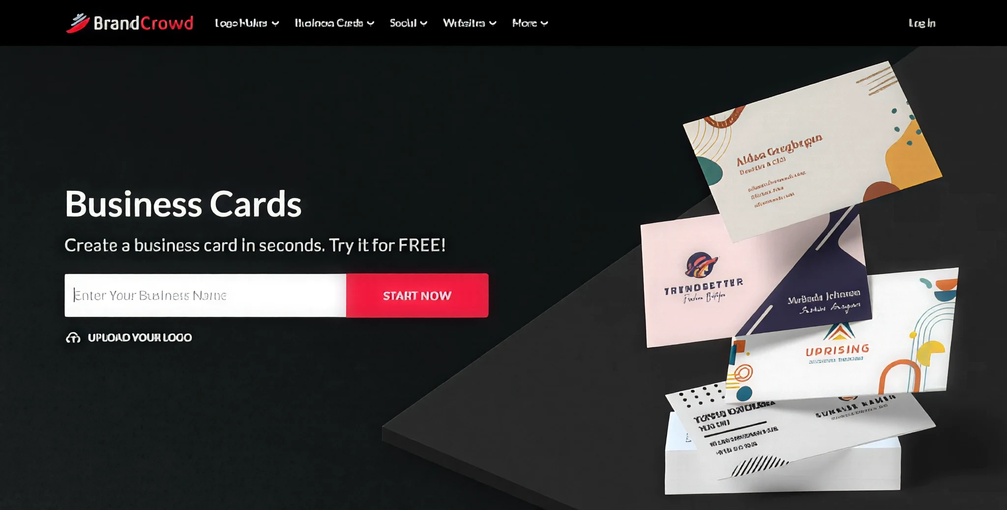 BrandCrowd business card maker homepage