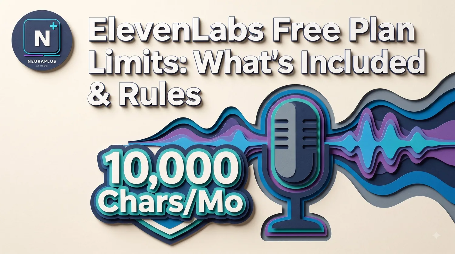 ElevenLabs usage meter showing monthly credits on the free plan