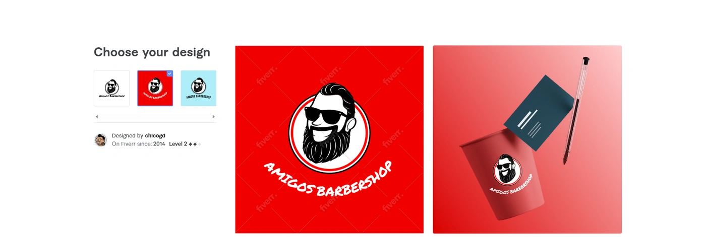 Fiverr onboarding flow for creating a logo, asking for brand name and slogan