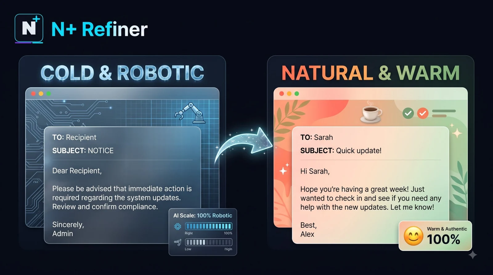 Free AI email writer turning two lines of context into a short, clear email draft