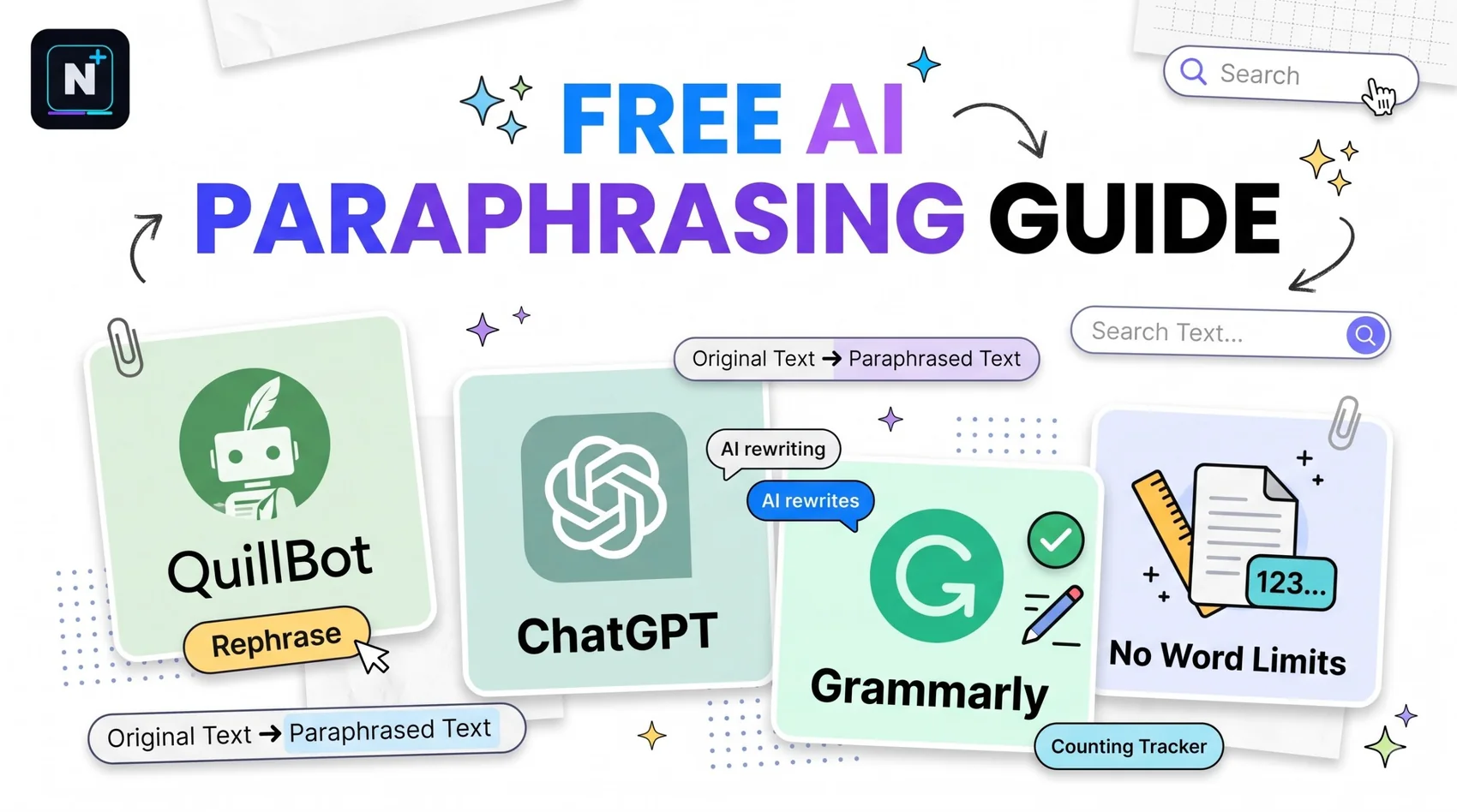 Free AI paraphrasing tool comparison showing original text and a rewritten version side by side