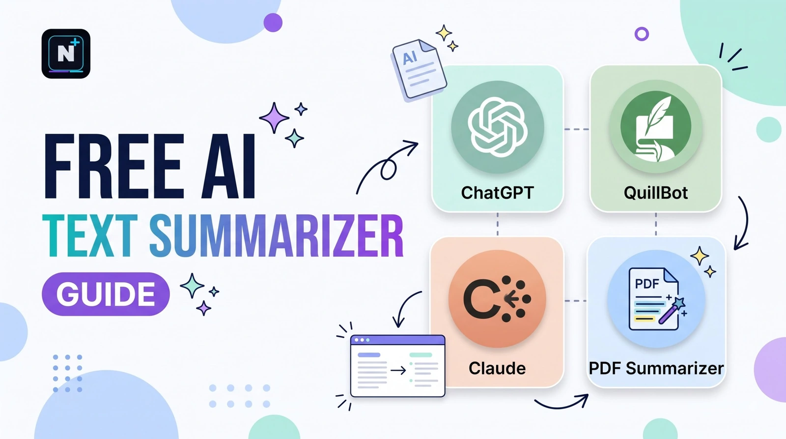Free AI text summarizer comparison showing a long article reduced to a short summary