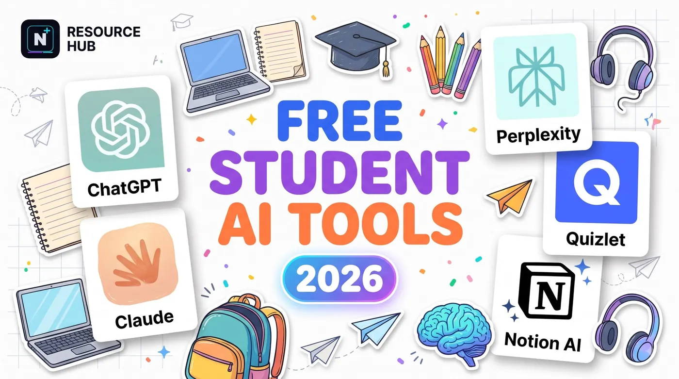 Free AI tools for students arranged by task: notes, research, writing, flashcards and coding