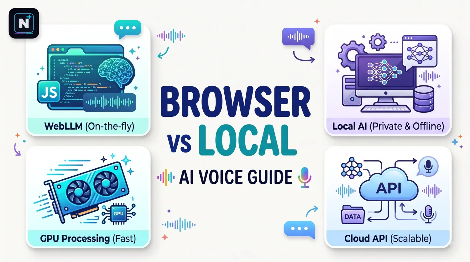 Free AI voice generator comparison showing browser voices, web tools and local models