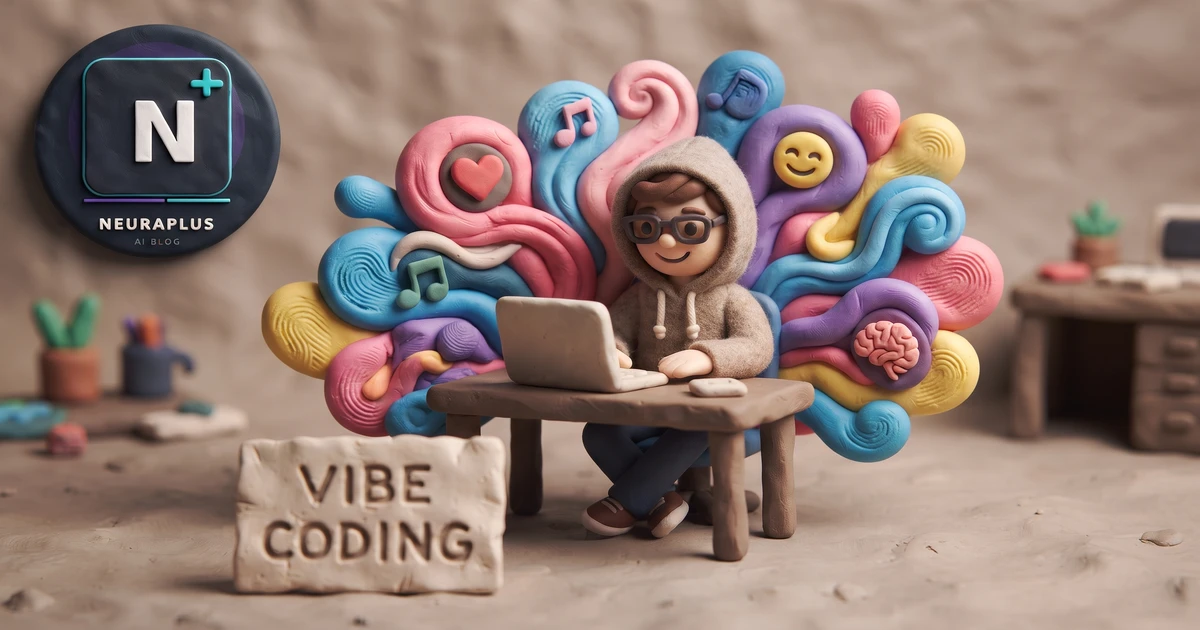 Developer in flow state using AI-assisted vibe coding tools with glowing code interfaces