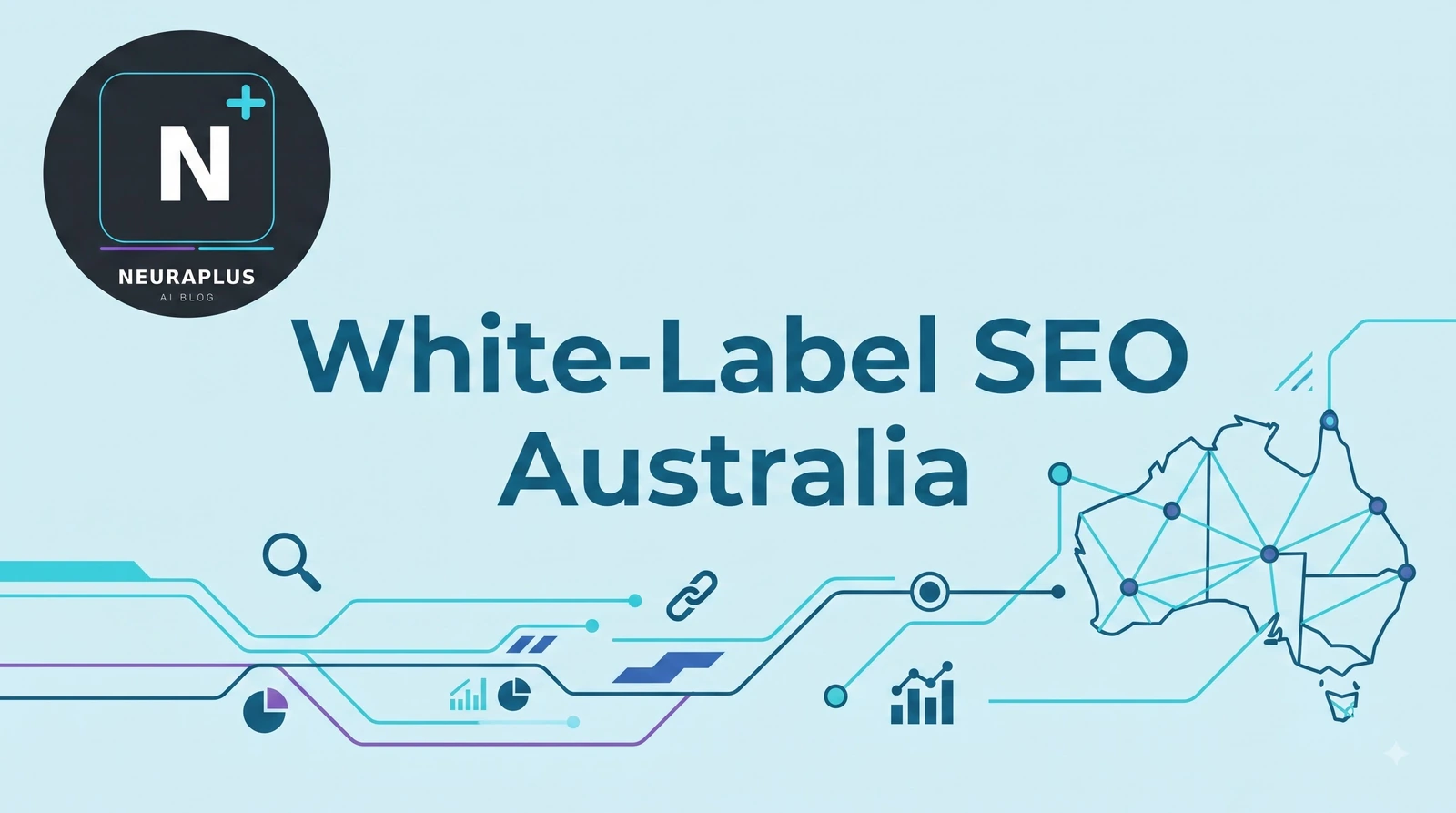 Minimalist diagram illustrating the white-label SEO workflow and connections across Australia