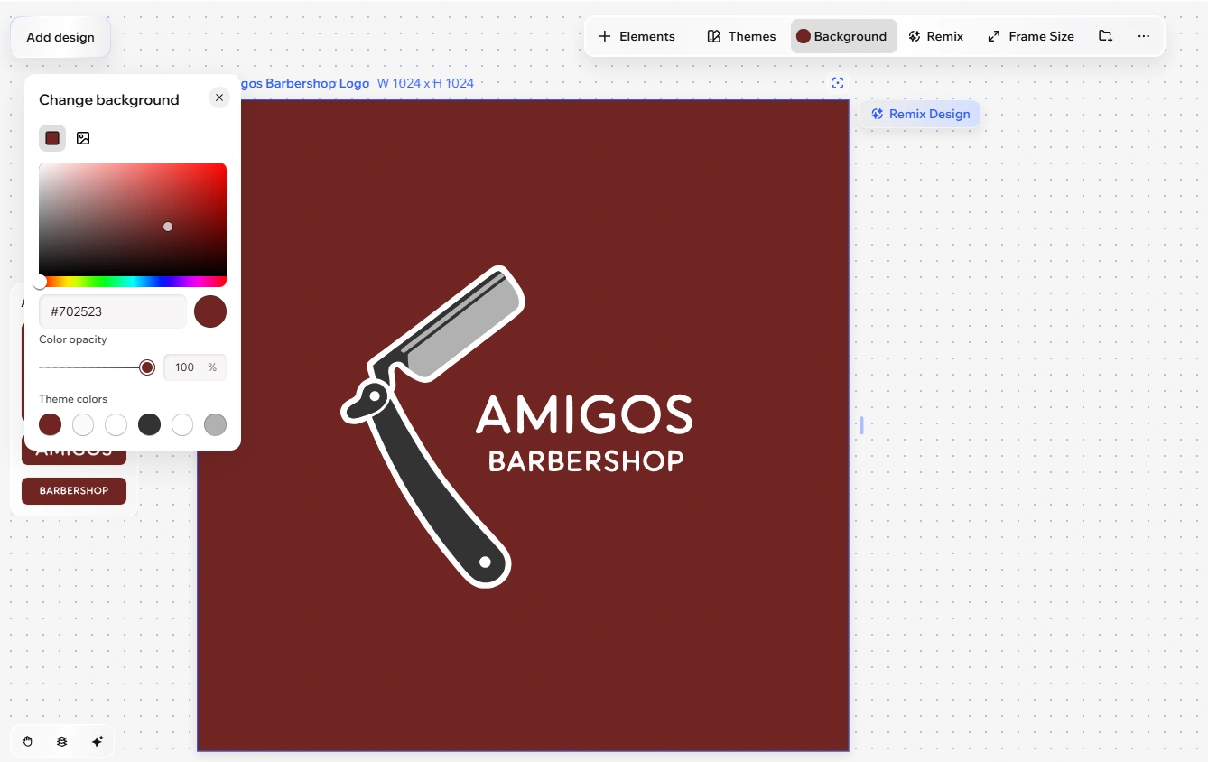 Four AI-generated barbershop logo concepts made with Wix Logo Maker